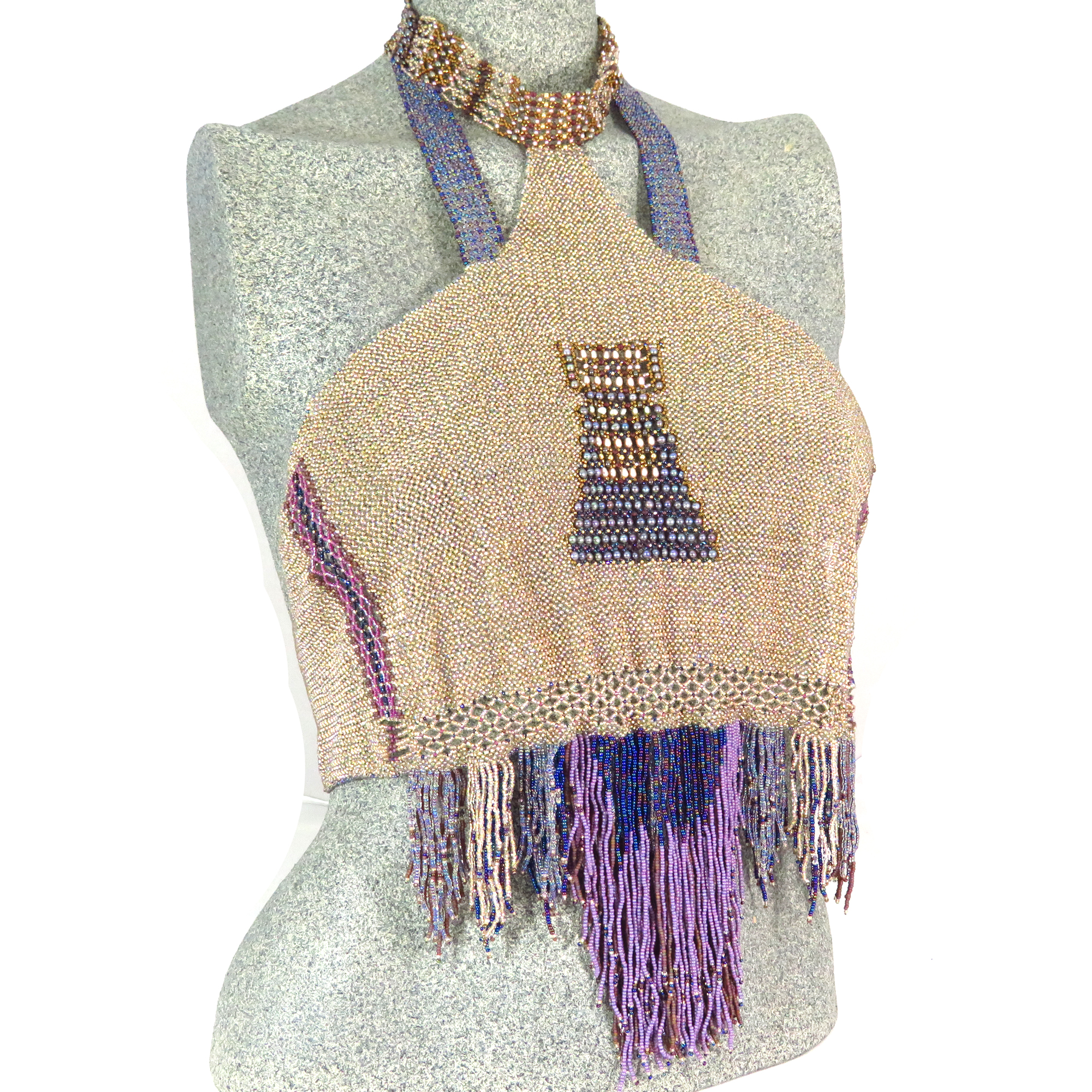 One of a kind beaded fashion, women's evening top, artisan clothing by Bonnie Van Hall