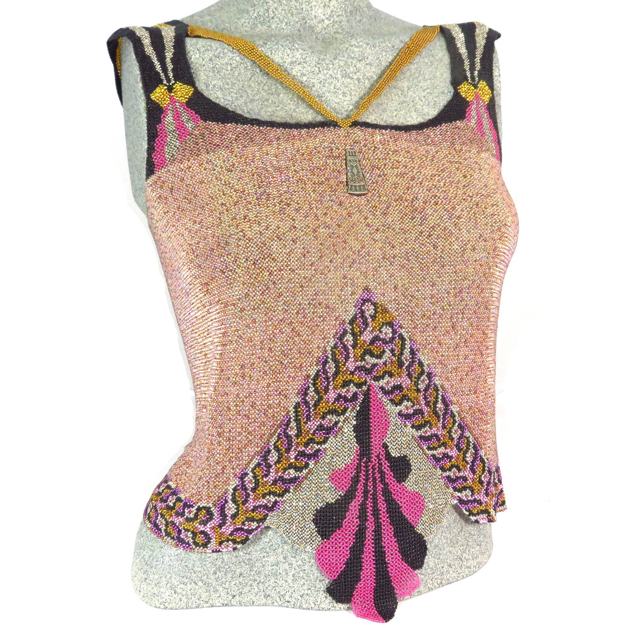 Art Deco women's evening top, one of a kind beaded fashion, artisan clothing by Bonnie Van Hall