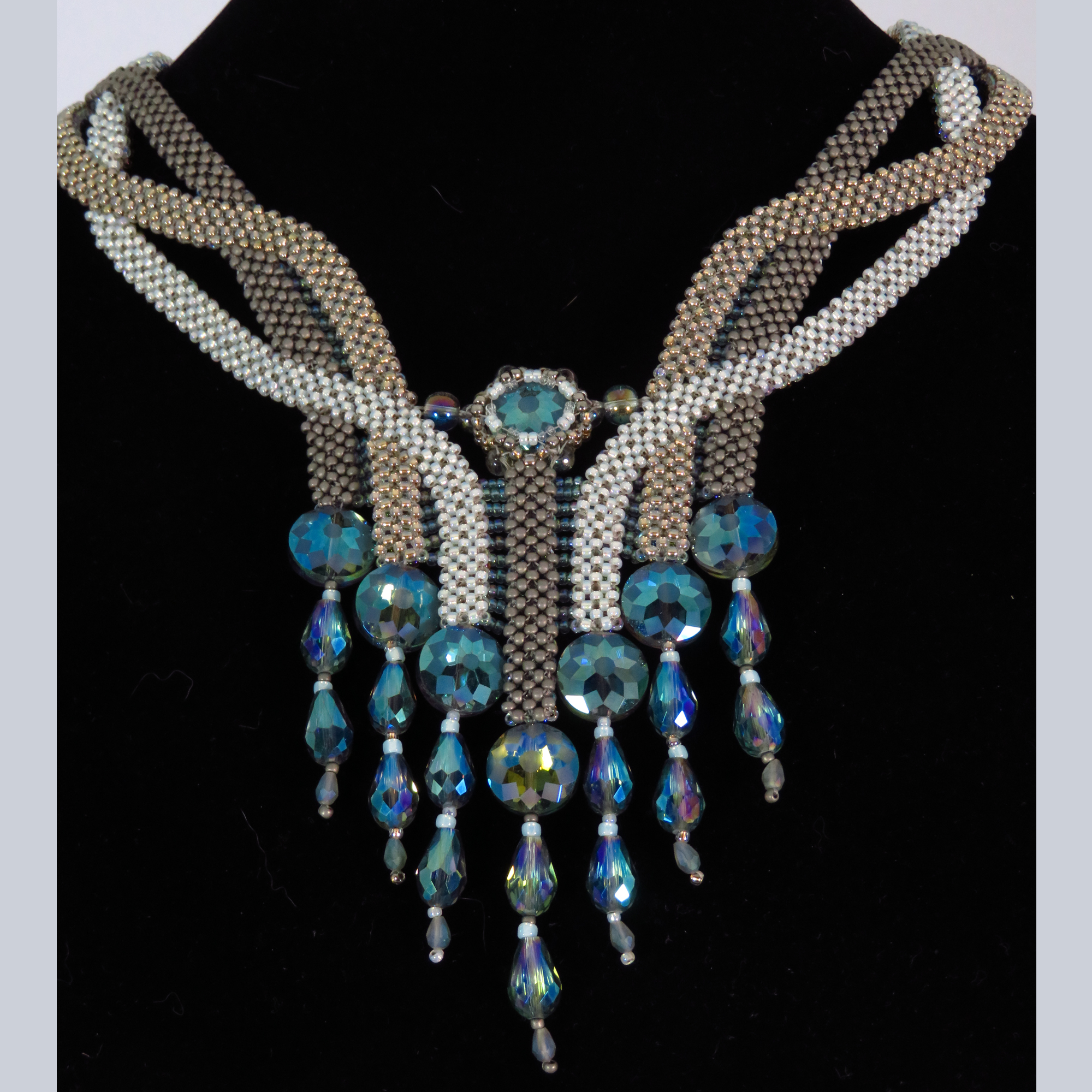 Braided Celtic Crystal artisan beaded necklace by Bonnie Van Hall