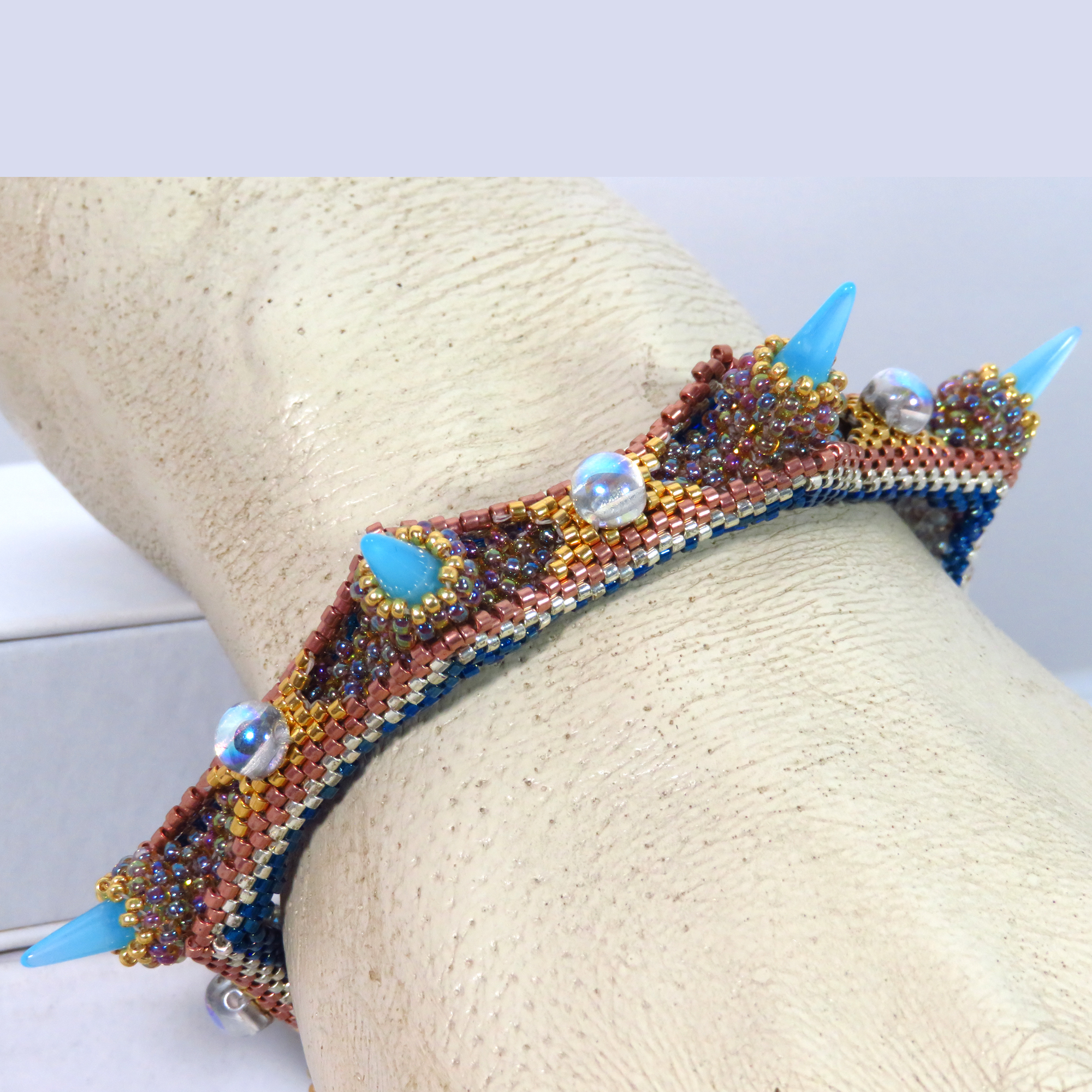 Seed bead spikes beaded bracelet by Bonnie Van Hall